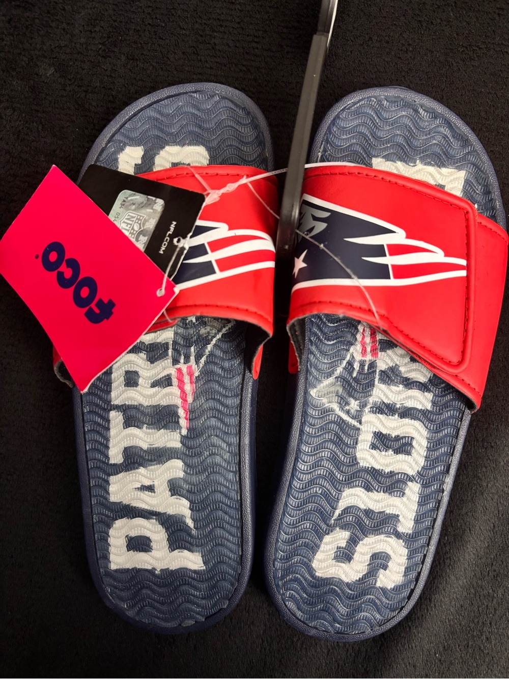 NFL New England Patriots Red and Navy Slide Sandals